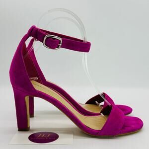 Marc Fisher Women's Danee Medium Pink Suede Open Toe Strappy Heel Sandals Size 6